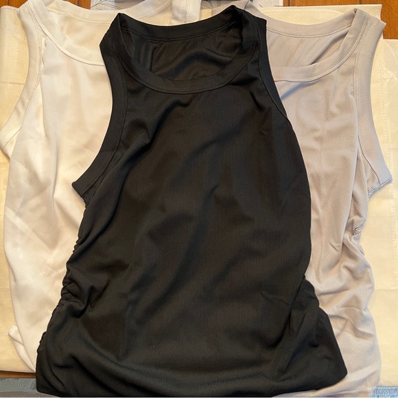 Set of 3 Ribbed Ruched Tanks - Picture 3 of 5